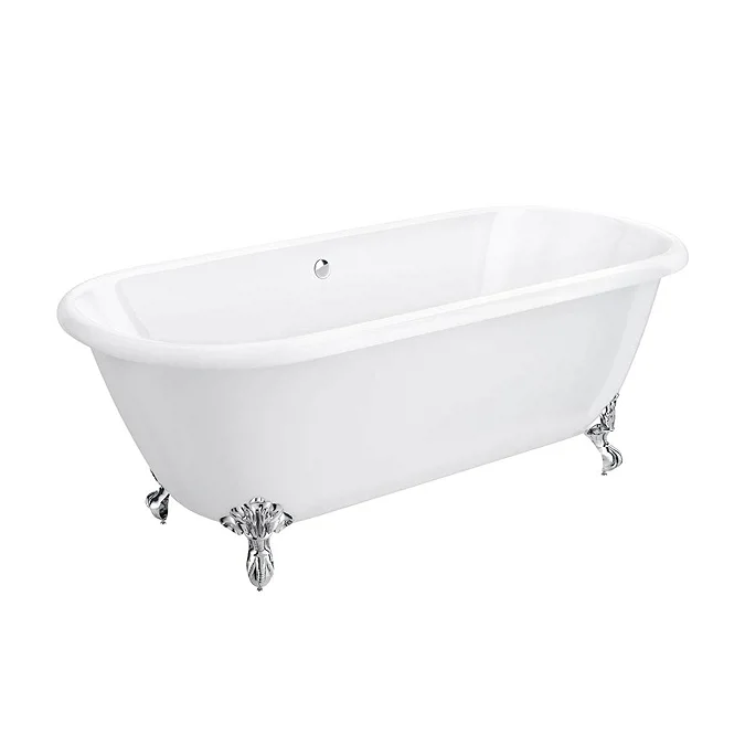 Landon Cast Iron Bath with Chrome Feet (1710 x 775mm – Double Ended Roll Top) - Image 4