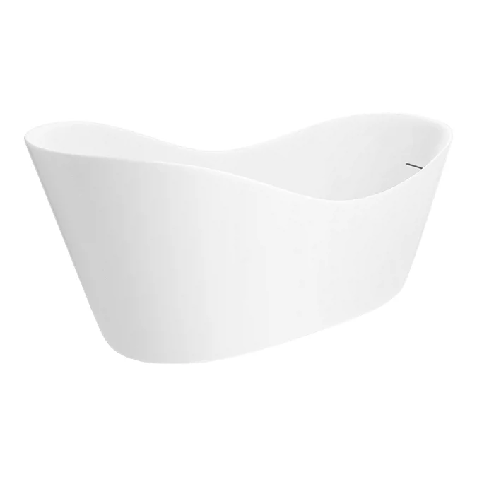 Arezzo Solid Stone Curved Freestanding Bath 1700 x 750mm - Matt White Slipper - Image 3