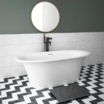 Arezzo 1690 x 750 Matt White Solid Stone Modern Roll Top Bath