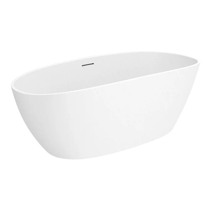 Arezzo Solid Stone Curved Freestanding Bath 1650 x 690mm - Matt White Double Ended - Image 3