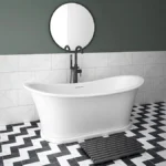 Arezzo Solid Stone Roll Top Freestanding Slipper Bath 1690 x 750mm - Matt White Traditional