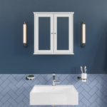Croydex Ashby White Wooden Double Door Mirror Cabinet with FlexiFix