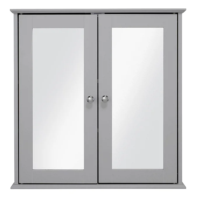 Croydex Ashby Grey Wooden Double Door Mirror Cabinet with FlexiFix - Image 3