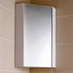 Hudson Reed - Design Gloss White Corner Mirror Cabinet with one shelf