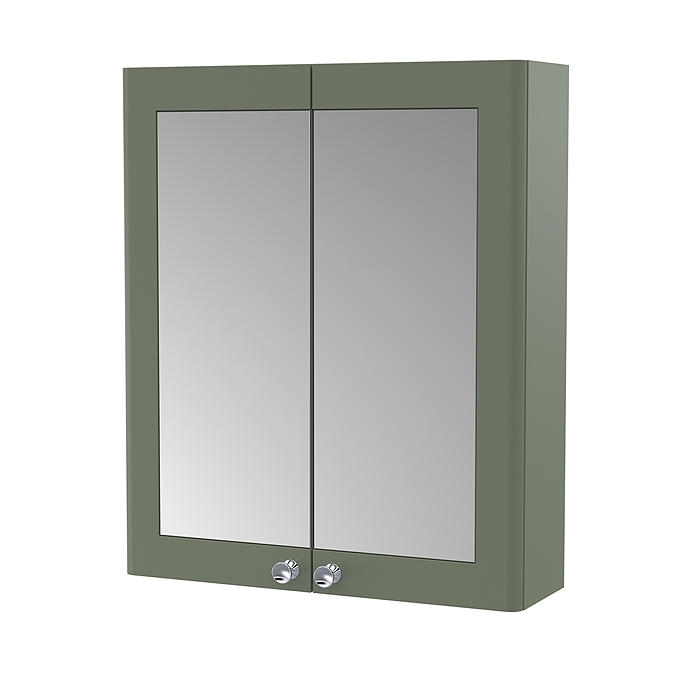 Roxbury Traditional 600mm Satin Green Mirror Cabinet with Chrome Handles - Image 3