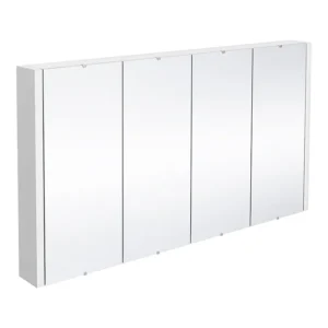 Nuie 1200 Gloss White Minimalist 4-Door Mirror Cabinet