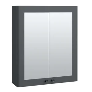 Roxbury Traditional 600mm Satin Anthracite Mirror Cabinet with Matt Black Handles