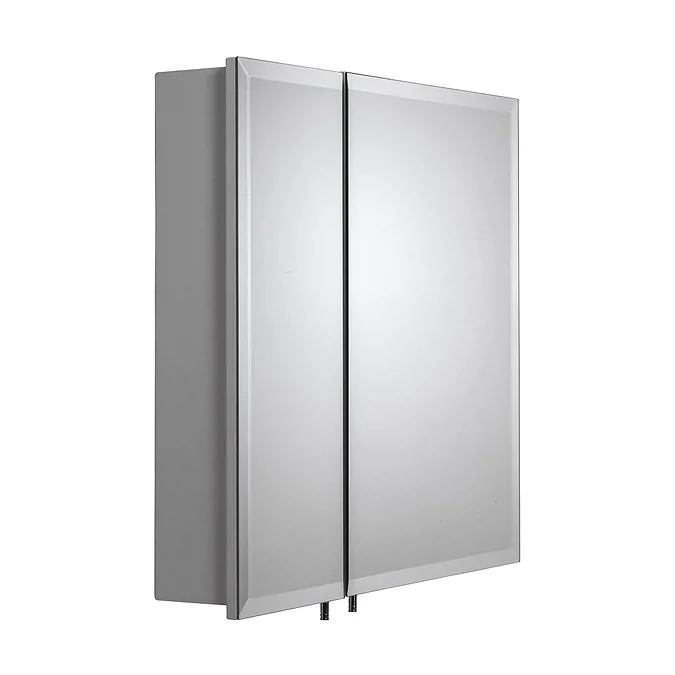 Croydex Wellington Double Door Bi-View White Steel Mirror Cabinet with FlexiFix