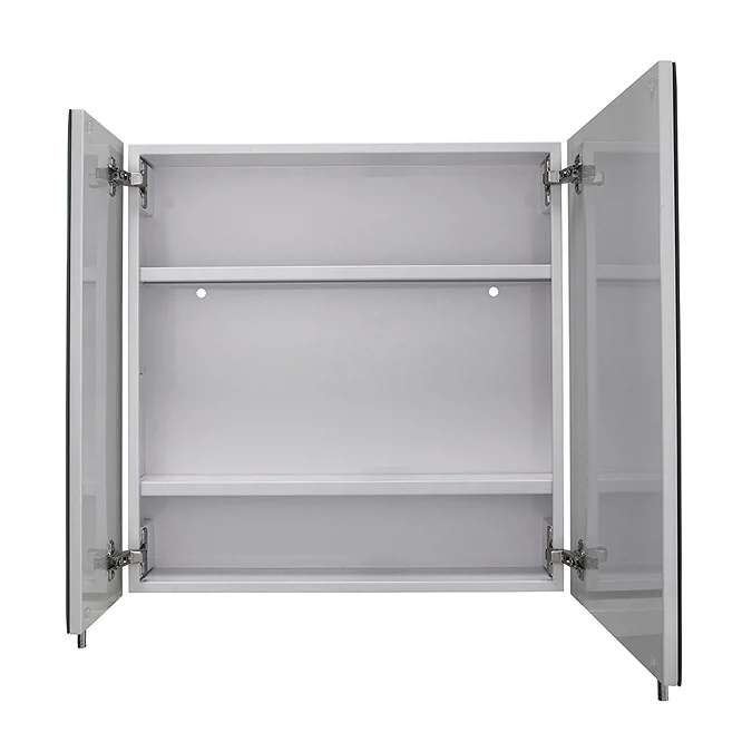 Croydex Wellington Double Door Bi-View White Steel Mirror Cabinet with FlexiFix - Image 2