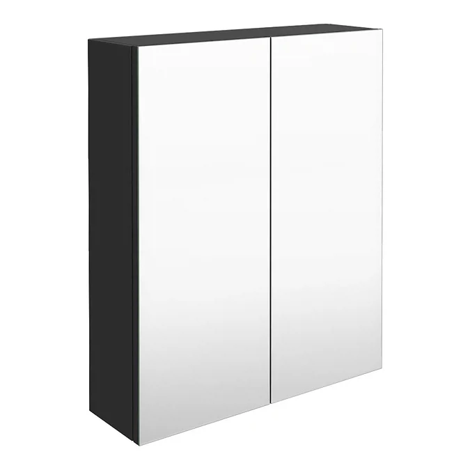 Arezzo 600 Matt Black 2-Door Mirror Cabinet