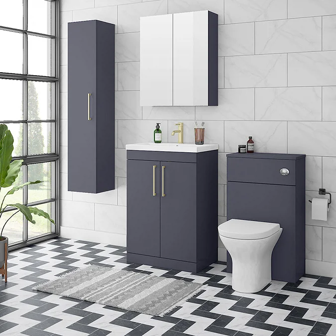 Arezzo 600 Matt Blue 2-Door Mirror Cabinet - Image 3