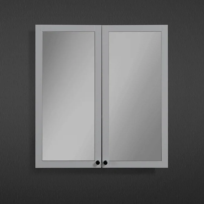 Montrose 600mm Dove Grey Mirrored Cabinet with Matt Black Handles - Image 2