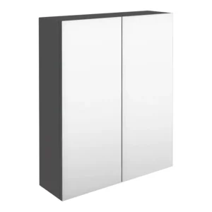 Brooklyn 600mm Gloss Grey Bathroom Mirror Cabinet - 2 Door