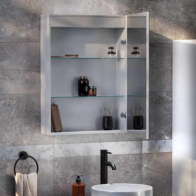 Toreno 500 x 700mm LED Illuminated Strip Mirror Cabinet with Motion Sensor - Image 4