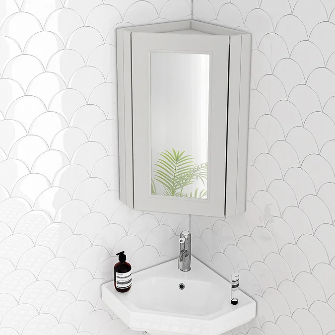 Chatsworth Corner Mirror Cabinet Grey