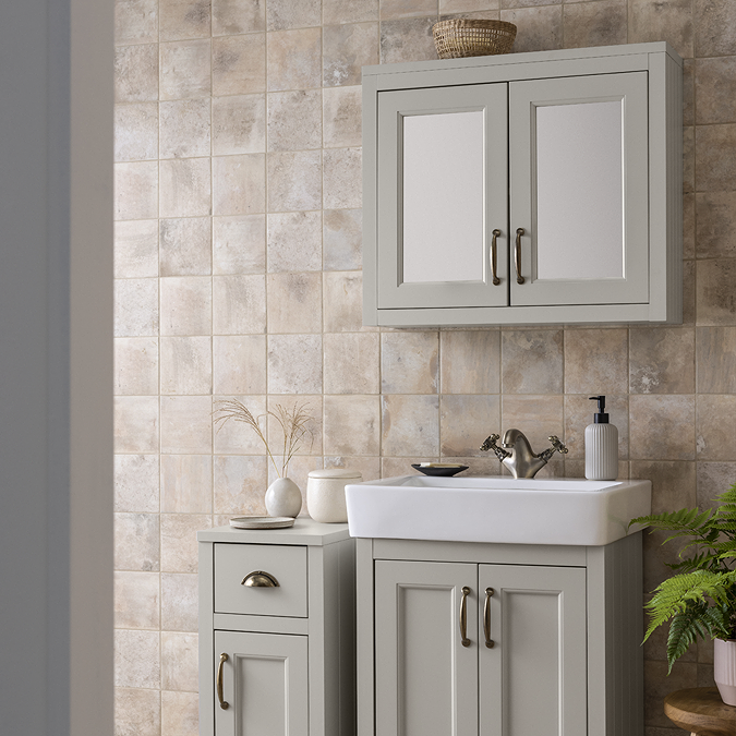 Chatsworth 690mm Grey 2-Door Mirror Cabinet - Image 3