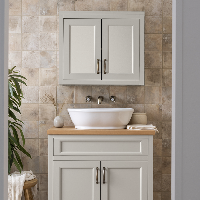Chatsworth 690mm Grey 2-Door Mirror Cabinet - Image 4