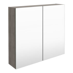 Brooklyn 800mm Grey Avola Bathroom Mirror Cabinet - 2 Door