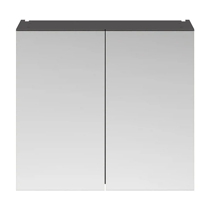 Brooklyn 800mm Gloss Grey Bathroom Mirror Cabinet - 2 Door - Image 3