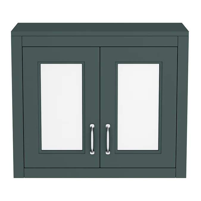 Chatsworth Green 2-Door Mirror Cabinet - 690mm Wide with Chrome Handles - Image 2