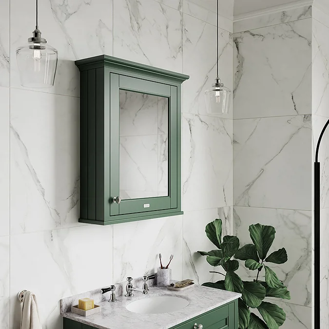 Old London 600mm Mirror Cabinet - Hunter Green - Image 2