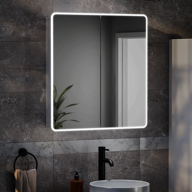 Toreno 700 x 650mm LED Illuminated 2-Door Mirror Cabinet with Motion Sensor, Anti-Fog & Shaving Socket - Image 4