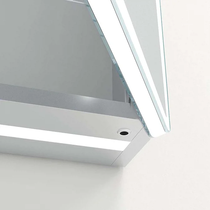 Toreno 700 x 800mm LED Illuminated 2-Door Mirror Cabinet with Motion Sensor, Anti-Fog & Shaving Socket - Image 3