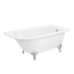 Appleby 1550 Roll Top Shower Bath + Chrome Leg Set Right Hand Option