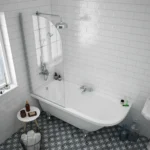 Appleby 1700 Roll Top Shower Bath + Chrome Leg Set Right Hand Option