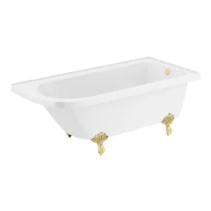 Appleby 1700 Roll Top Shower Bath + Brushed Brass Leg Set Right Hand Option