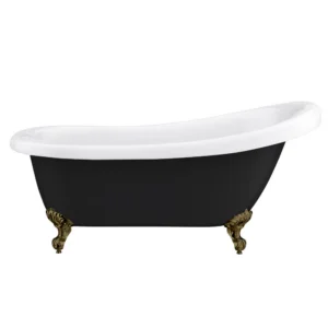 Astoria Black 1550 Roll Top Slipper Bath + Antique Brass Leg Set