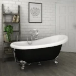 Astoria Black 1550 Roll Top Slipper Bath w. Ball + Claw Leg Set Chrome Feet