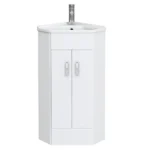 Alaska Corner Vanity Unit - Gloss White - 590mm with Chrome Handles