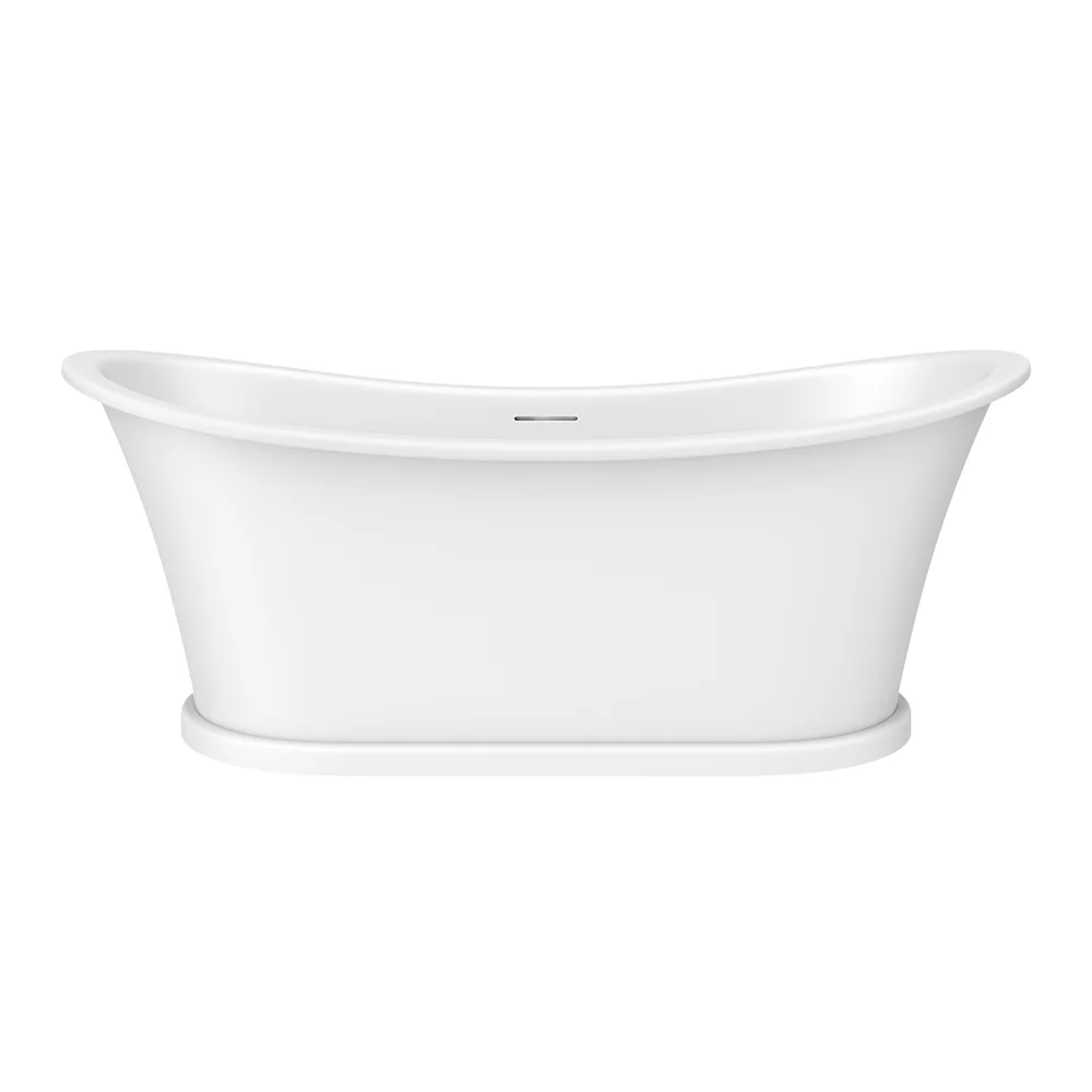 Arezzo Solid Stone Roll Top Freestanding Slipper Bath 1690 x 750mm - Matt White Traditional - Image 2