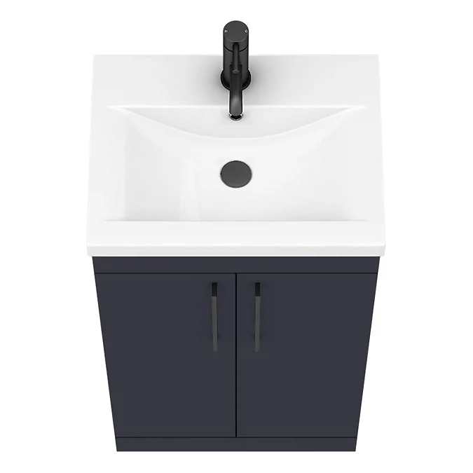 Arezzo 500 Matt Blue Floor Standing Vanity Unit with Matt Black Handles - Image 5