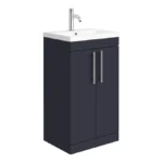 Arezzo Floor Standing Vanity Unit - Matt Blue - 500mm with Industrial Style Chrome Handles