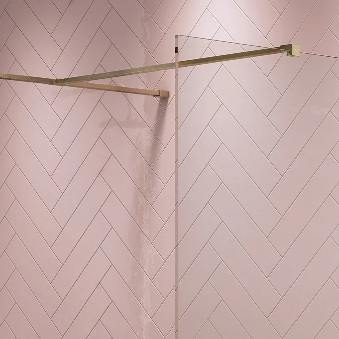 Arezzo 1600 x 800 Brushed Brass Wet Room (inc. Screen, Side Panel + Tray) - Image 4