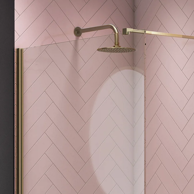 Arezzo 1700 x 800 Brushed Brass Wet Room (inc. Screen + Tray) - Image 4