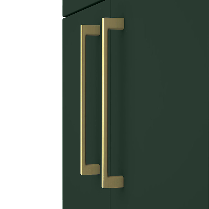 Arezzo 500 Matt Dark Green Floor Standing Vanity Unit with Brushed Brass Handles - Image 6