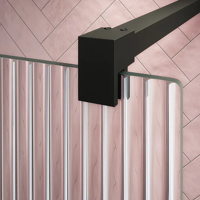 Arezzo 1600 x 800 Fluted Glass Matt Black Walk In Enclosure (inc. Main Screen, Side Panel + Tray) - Image 2