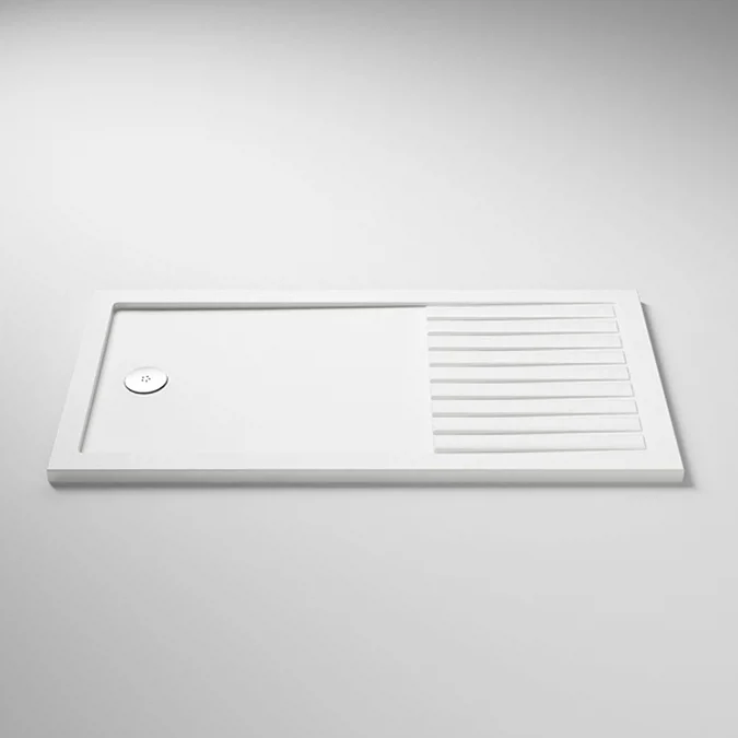 Arezzo 1600 x 800 Fluted Glass Matt Black Walk In Enclosure (inc. Main Screen, Side Panel + Tray) - Image 4