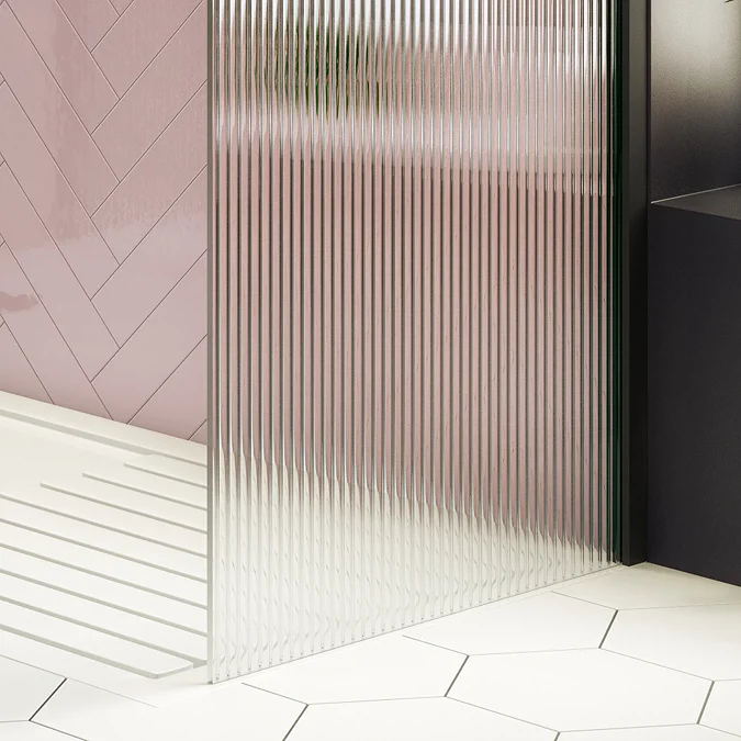 Arezzo 1600 x 800 Fluted Glass Matt Black Walk In Enclosure (inc. Main Screen, Side Panel + Tray) - Image 6