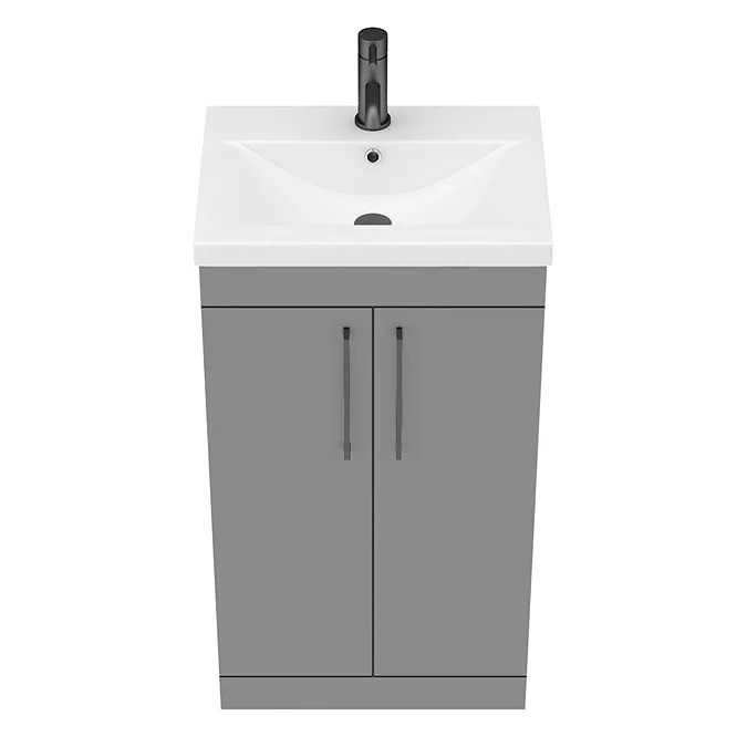 Arezzo 500 Matt Grey Floor Standing Vanity Unit with Matt Black Handles - Image 6