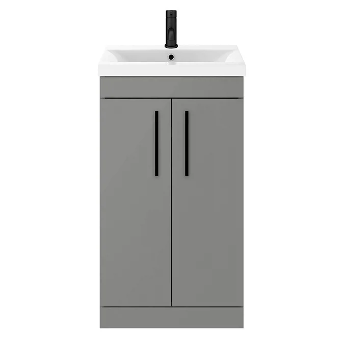 Arezzo 500 Matt Grey Floor Standing Vanity Unit with Matt Black Handles - Image 7