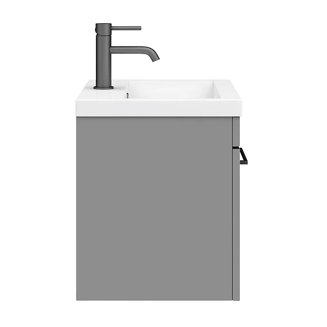 Arezzo 500 Matt Grey Wall Hung 1-Drawer Vanity Unit with Matt Black Handle - Image 6