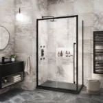 Arezzo 1400 x 900 Soft Closing Sliding Shower Door Enclosure - Matt Black