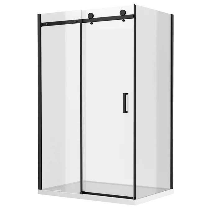 Arezzo Matt Black 1000 x 700 Frameless Sliding Door Shower Enclosure - Image 4