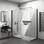 Arezzo Matt Black 10mm Glass 1700 x 800 Wet Room (with Screen, Side Panel + Tray)