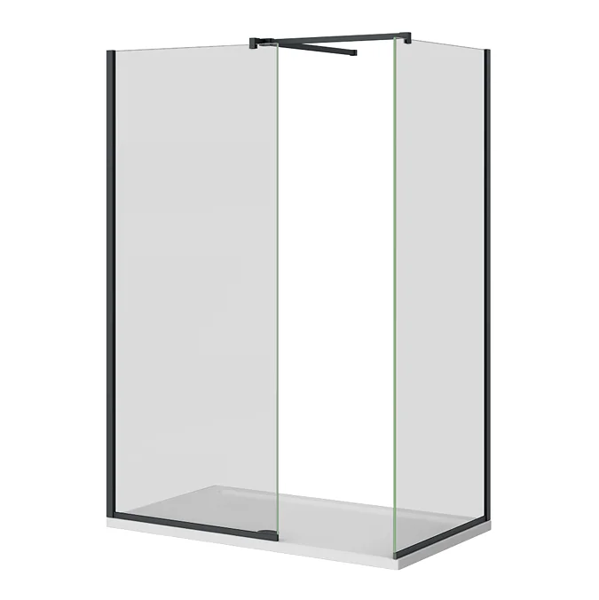 Arezzo Matt Black 10mm Glass 1700 x 800 Wet Room (with Screen, Side Panel + Tray) - Image 6