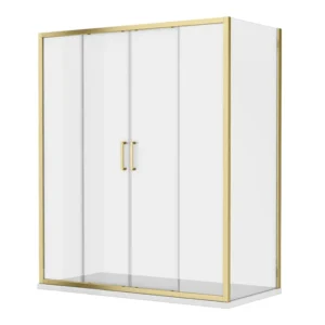Venice Brushed Brass 1400 x 700mm Double Sliding Door Shower Enclosure without Tray